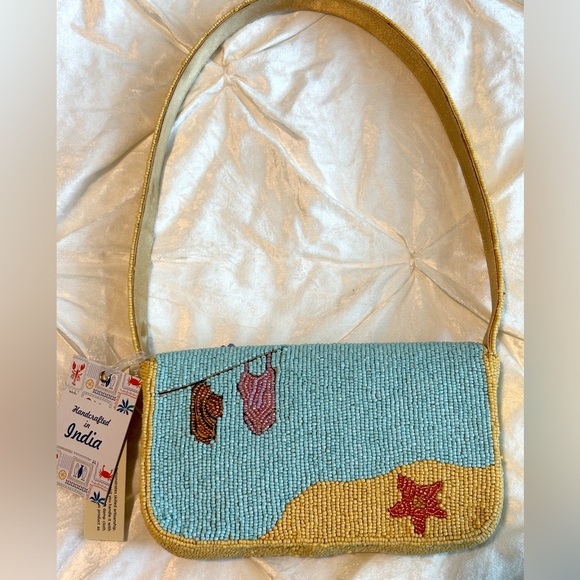 🏖️ Beaded Beach Scene Bag | Vacation Coastal Summer Shoulder Purse - Picture 3 of 6